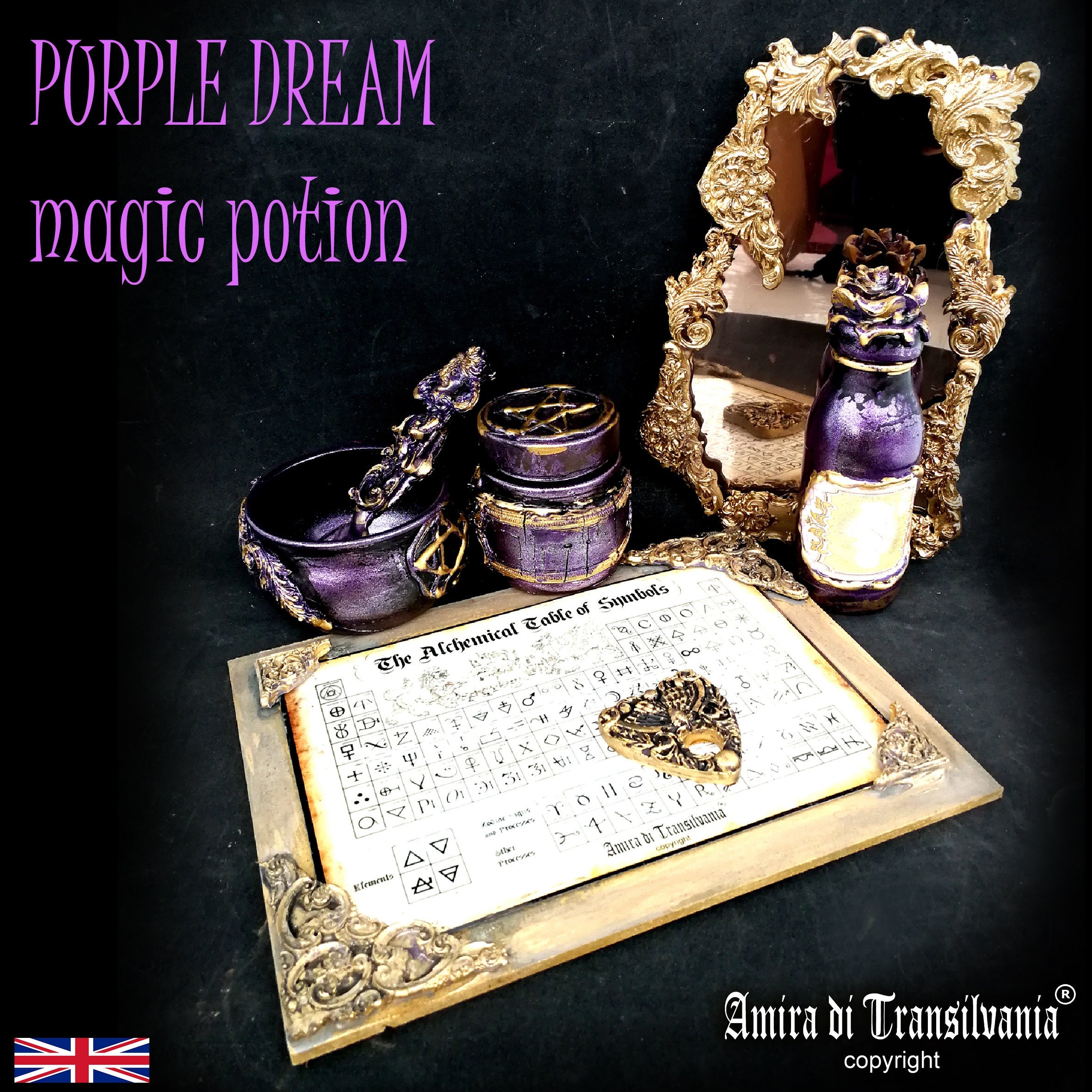 Magic Potion Apothecary Bottle, Witchcraft Spells Periodic Table Altar Sanctuary, Dark Witch Sorcery Mirror