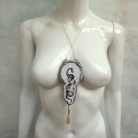 Evil Eye Amulet, Snake & Apple Talisman Totem, Spiritual Occult Jewelry Wealth Protection Good Luck