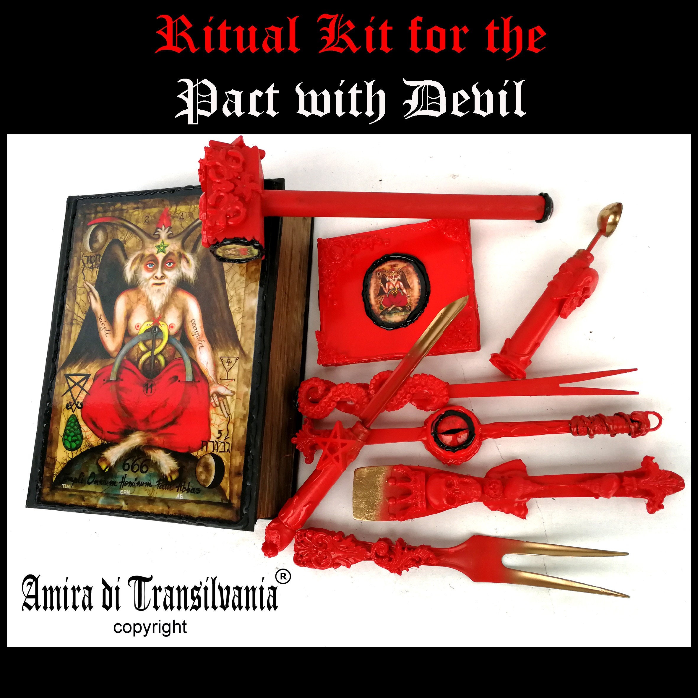 Witchcraft Set, Starter Kit Satanic Lucifer Altar Magic Pact Baphomet Box Beginners Ritual Practice