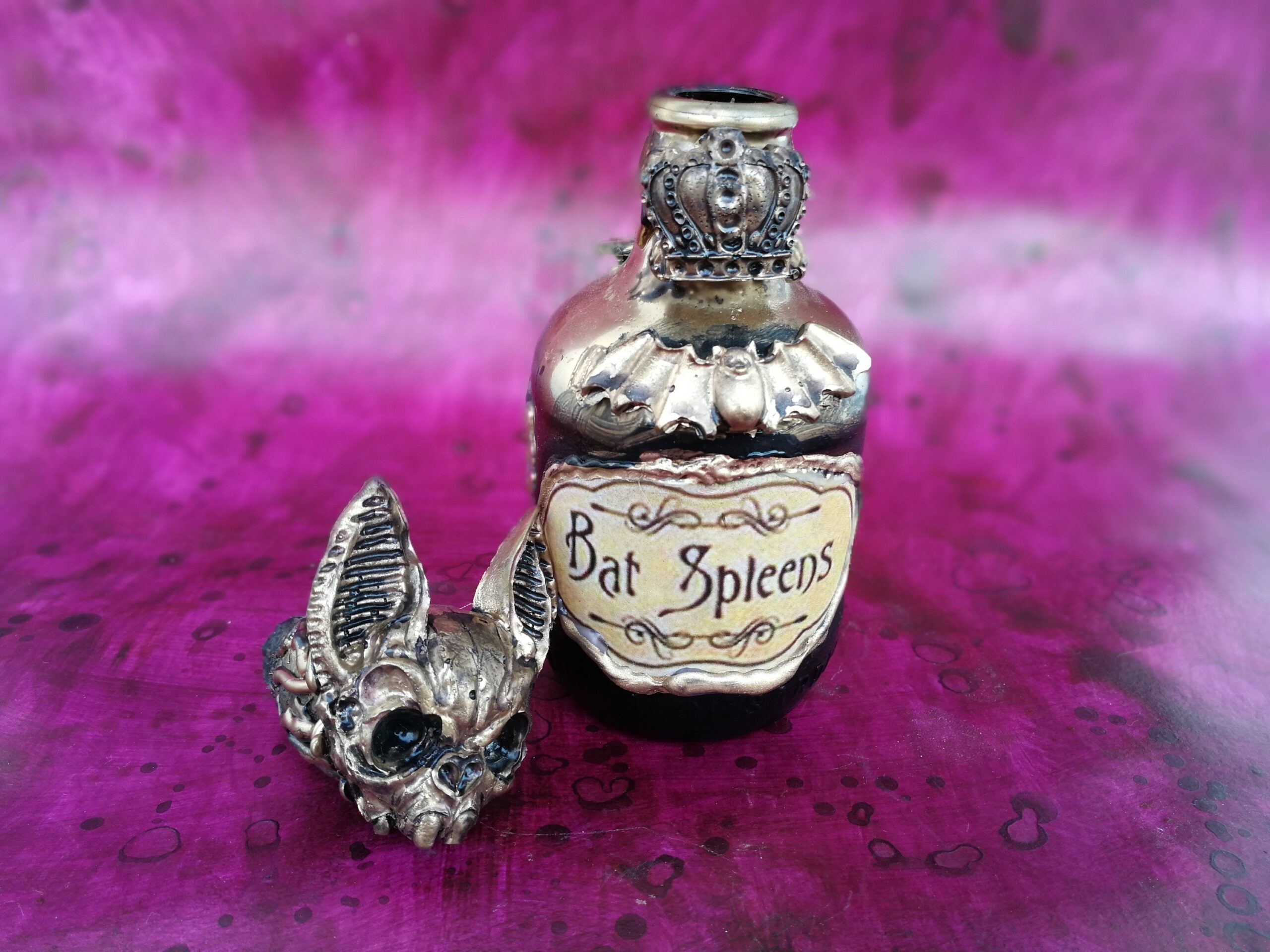 Apothecary Bottle, Magic Potion Bat Vampire, Dracula Immortality Sorcery, Witchcraft Supplies Vintage Mason Jar