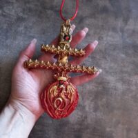 Dracula Talisman Bat Vampire, Gothic Cross Transylvania Necklace, Dragon Crown Pendant, Count Vlad Tepes