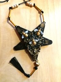 Inverted Pentagram Star, Dark Bee Pendant, Satanic Symbol Magic Talisman, Good Luck Pentacle Amulet