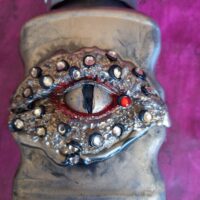 Dragon Eye, Green Apothecary Jar Magic Potion Bottles, Glasses for Witch Witchcraft Wiccan Pagan, Altar, Spell Mason Jar