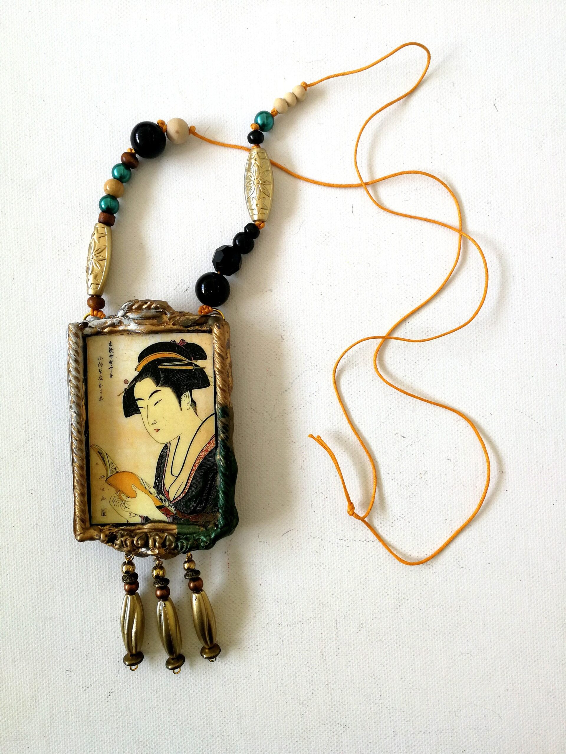 Japanese Omamori Charm, Lovers Talisman Samurai Amulet, Asian Folkloric Jewelry, Magic Pendant Good Luck