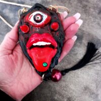 Krampus Mask Satanic Talisman, Satan Pendant Demon Amulet, Devil Baphomet Necklace, Satanist Jewelry Lucifer