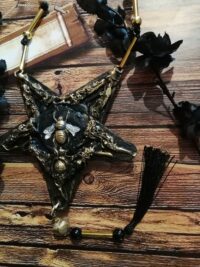 Inverted Pentagram Star, Dark Bee Pendant Satanic Symbol, Magic Talisman Esoteric Amulet Black Pentacle