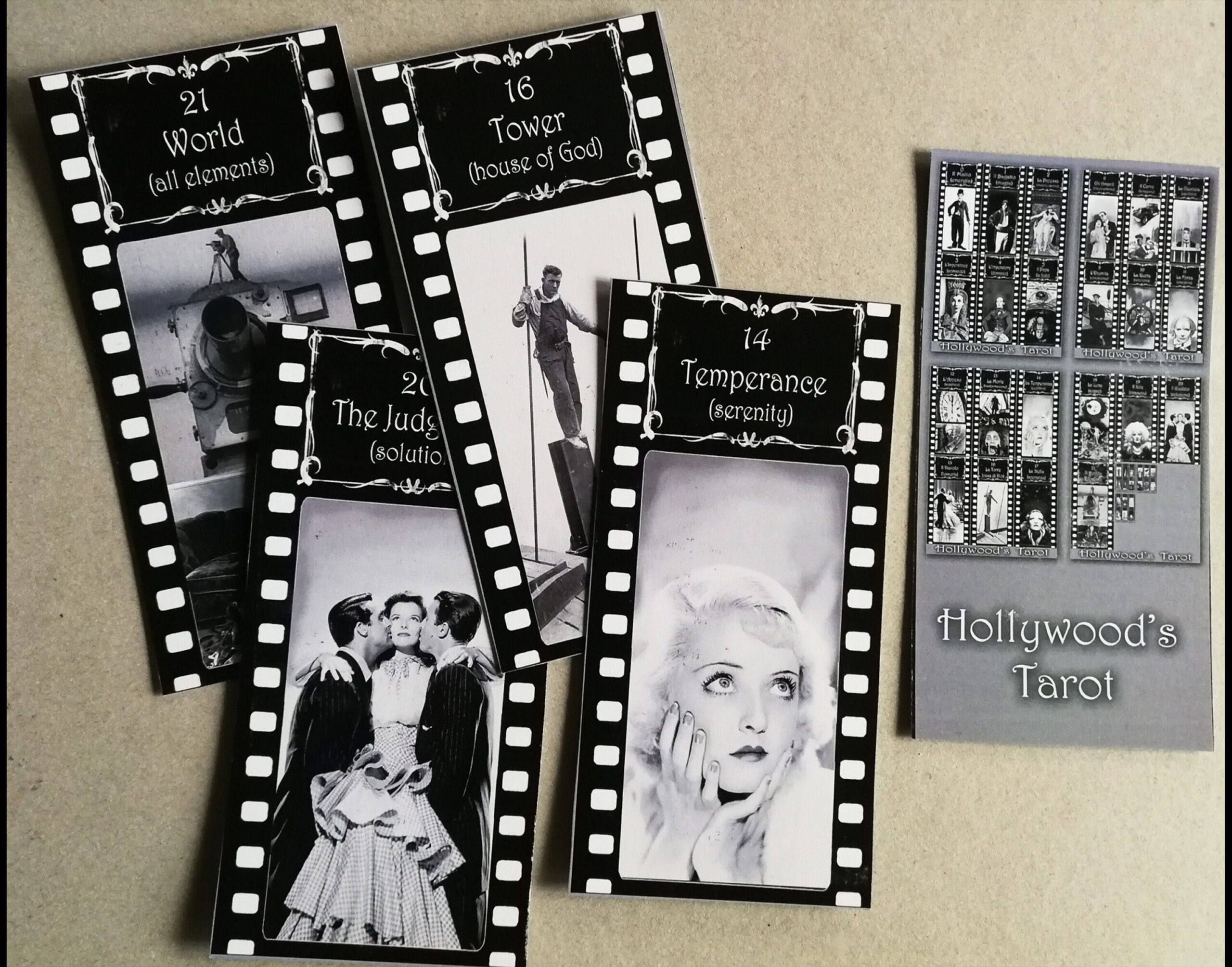 Hollywood Star, Tarot Card Deck, Sibyl Oracle Card Major Arcana, Vintage Photo Black and White Celebrity Actress
