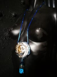 Spell Bottle Talisman Necklace for Fortune and Success, Sun & Moon Amulet Pendant Abundance Prosperity