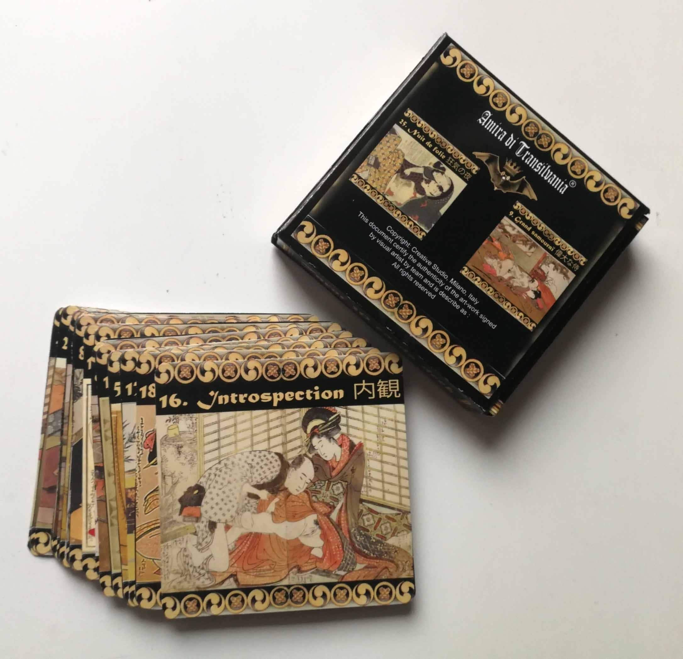 Japanese Tarot Card, Shunga Art Edo Period, Erotic Oracle Kabuki, Kimono Samurai Geisha Kamasutra