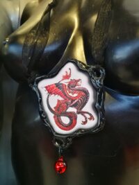 Red Dragon Ouroboros Necklace, All Seeing Eye Protection Talisman, Gothic Pendant Magic Snake Symbol