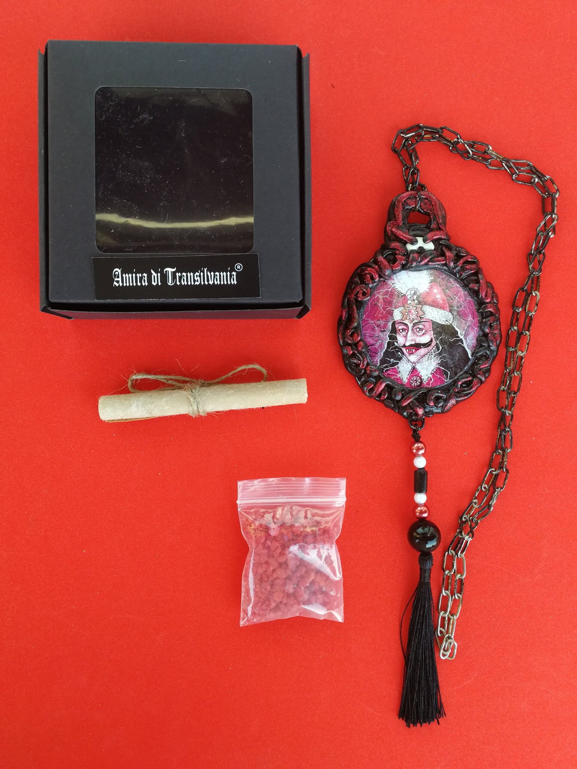 Dracula Talisman Bat Vampire, Gothic Amulet Transylvania Pendant Magic Artcraft, Count Vlad Tepes Castle