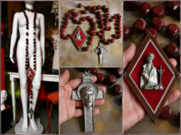 Antique Rosary, Vatican Relic Petrified Wood Beads & Silver Crucifix with Jesus,Vintage Reliquary Church, Christian Catholic Religion Saints Religious Protection - Image 11