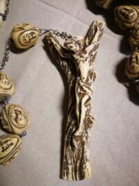 Antique Rosary, Vatican Relic Avory Sculpted Beads & Madonna with Jesus Crucifix Pendant,Vintage Reliquary Church, Christian Catholic Religion Saints Religious Protection - Image 11
