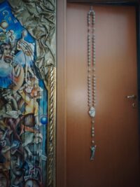 Antique Rosary, Vatican Relic Avory Sculpted Beads & Madonna with Jesus Crucifix Pendant,Vintage Reliquary Church, Christian Catholic Religion Saints Religious Protection - Image 8