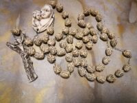 Antique Rosary, Vatican Relic Avory Sculpted Beads & Madonna with Jesus Crucifix Pendant,Vintage Reliquary Church, Christian Catholic Religion Saints Religious Protection - Image 2